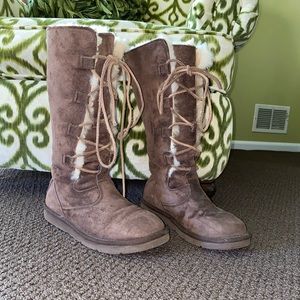 UGG Whitley Lace Up Tall Brown Boots